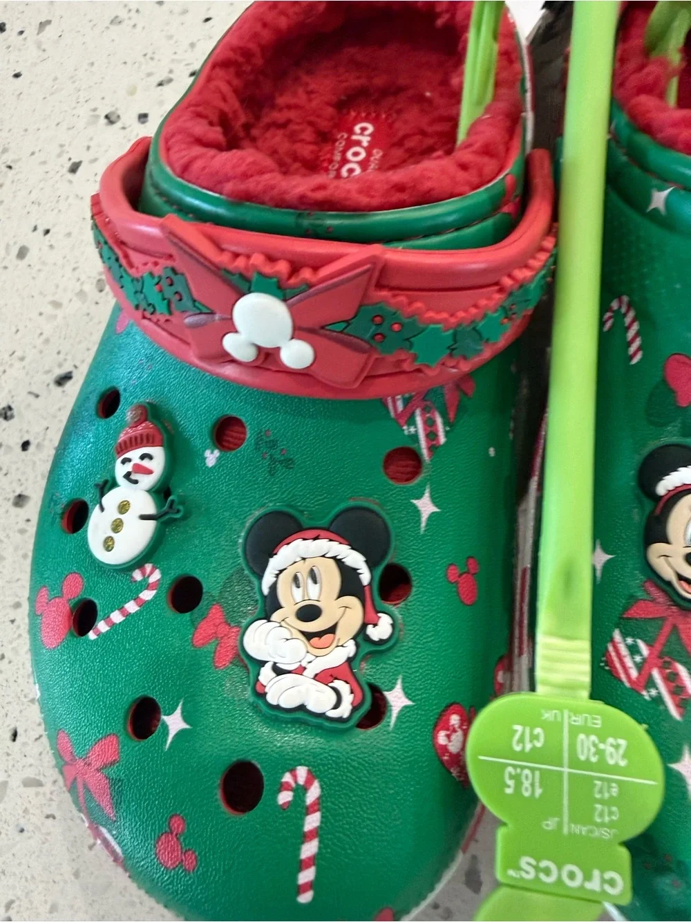 CROCS green red
